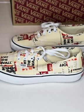 Vans Off The Wall Graphic Print Sneakers Womens 7.5 Mens 6 Lace Up Canvas Shoes